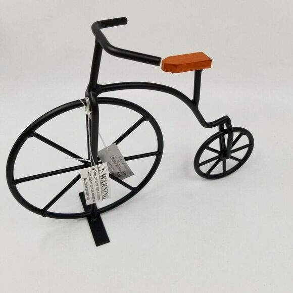 Vintage Homco 14004 10” Bike Black Wrought Iron Metal Wooden Bicycle Decor NEW - Picture 1 of 4